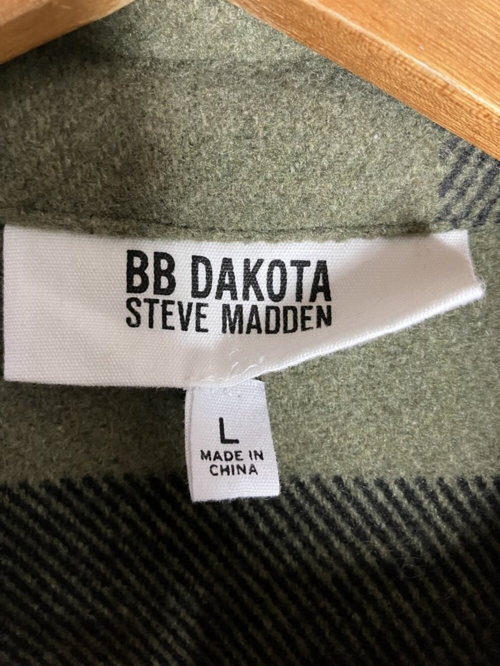 BB Dakota Steve Madden Women's L Green Black Plaid Shacket Jacket Coat - Picture 5 of 9